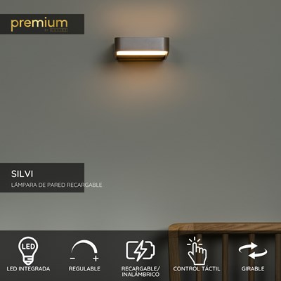 Lucide SILVI - Lámpara de pared Recargable - Batería/acumulador - LED Regul. - 1x3,7W 2700K - Marrón óxido | Premium
